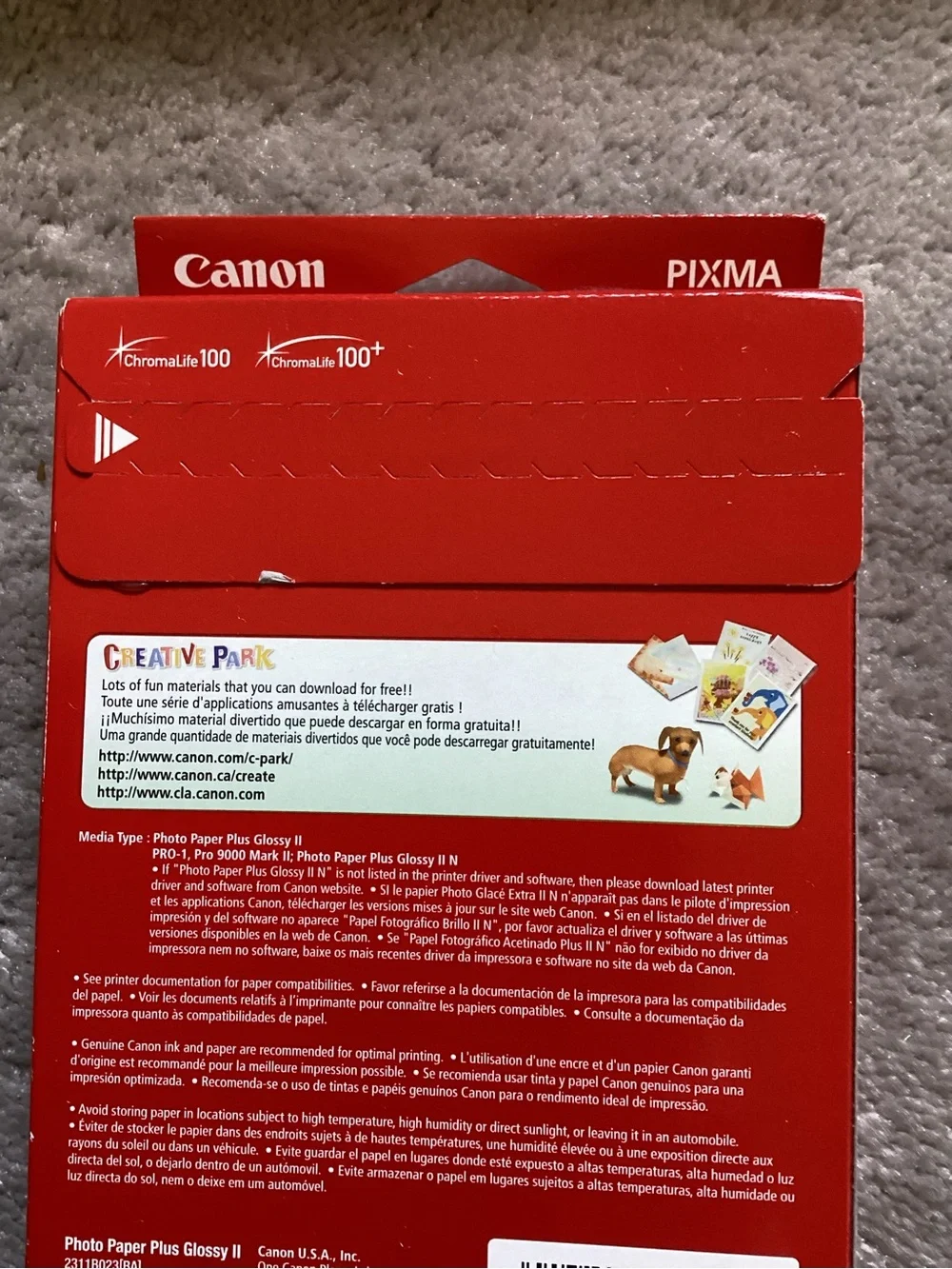 NEW!!  Canon Photo Paper Plus Glossy II (100 sheets)